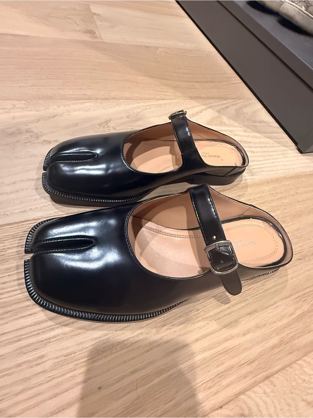 Maison Martin Margiela Black Leather Tabi Mary Jane Mules